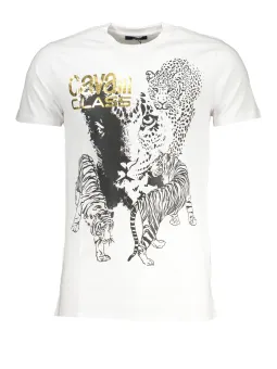 Cavalli Class Wildkatzen Weiß T-Shirt – Stil & Komfort