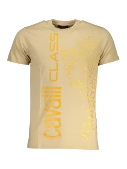 Cavalli Class Herren T-Shirt Beige mit Gelbem Logo