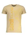 "Cavalli Class T-Shirts im Sale | Cavalli Class Beige T-Shirt mit Gelbem Logo und Modernem Muster online kaufen"|Planet-Deluxe