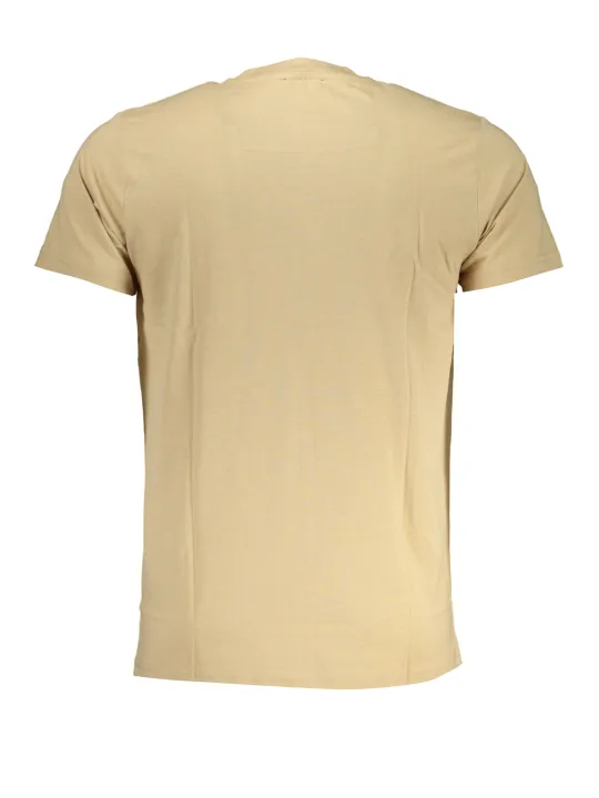 "Cavalli Class T-Shirts im Sale | Cavalli Class Beige T-Shirt mit Gelbem Logo und Modernem Muster online kaufen"|Planet-Deluxe