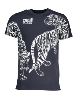 "Cavalli Class Tiger Blau T-Shirt – Stilvoll & Einzigartig"