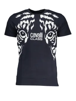 Cavalli Class T-Shirt Blau mit Tigerkopf – Exklusiv & Stilvoll