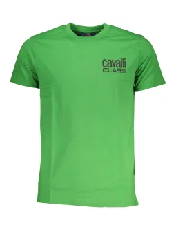 "Cavalli Class: Grünes Logo-T-Shirt – Stilvoll & Modern"