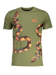 "Cavalli Class T-Shirts im Sale | Cavalli Class Olivgrün Snake Print T-Shirt online kaufen"|Planet-Deluxe