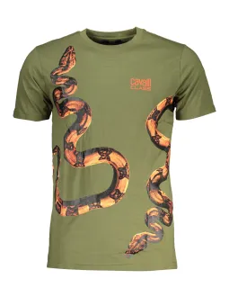 Cavalli Class Oliv T-Shirt mit Schlangenmotiv - Stilvoll & Einzigarti