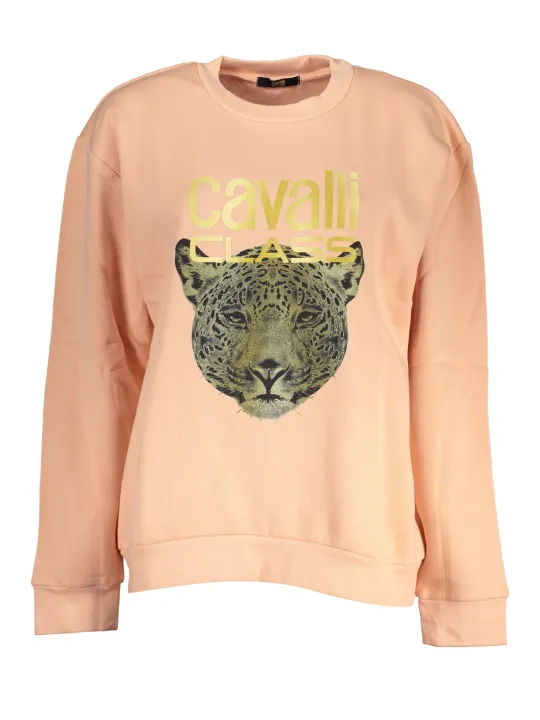 "Cavalli Class Sweatshirts im Sale | Cavalli Class Luxus Sweatshirt Pfirsich Leopardenkopf online kaufen"|Planet-Deluxe