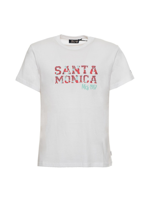 Weißes T-Shirt mit Santa Monica Aufdruck Weißes T-Shirt mit Santa Monica Aufdruck