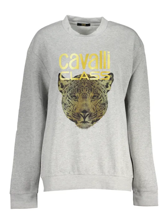 "Cavalli Class Sweatshirts im Sale | Cavalli Luxus Fleece Sweatshirt mit Leopardendruck online kaufen"|Planet-Deluxe