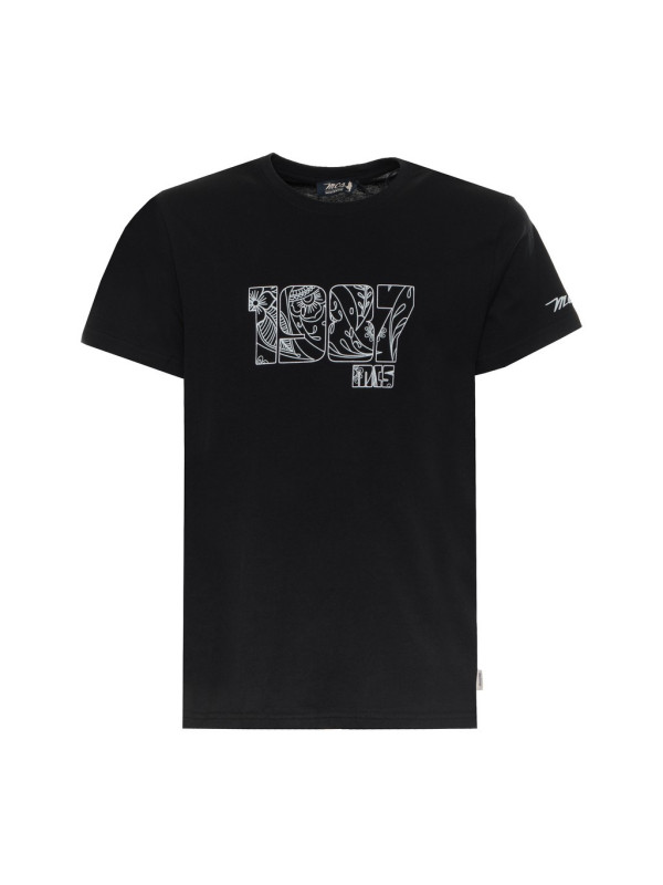 Schwarzes T-Shirt mit weißem MCS-Logo