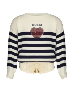 Guess Jeans Mädchen Set: Gestreifter Pullover & Logo-Hose