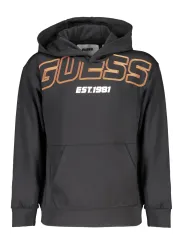 "GUESS JEANS Sweatshirts im Sale | Guess Jeans Langärmeliges Kapuzen-Sweatshirt mit Aufdruck und Mitteltasche aus Bio-Baumwolle für Jungen und Kinder online kaufen"|Planet-Deluxe