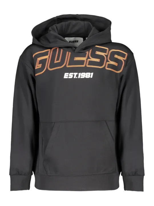"GUESS JEANS Sweatshirts im Sale | Guess Jeans Langärmeliges Kapuzen-Sweatshirt mit Aufdruck und Mitteltasche aus Bio-Baumwolle für Jungen und Kinder online kaufen"|Planet-Deluxe