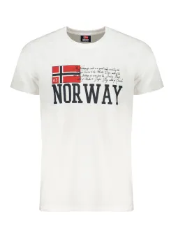 "Stylisches NORWAY 1963 Kurzarm T-Shirt, Rundhals, Weiß"