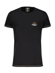 Kontrast T-Shirt mit Logo - Aeronautica Militare Rundhals