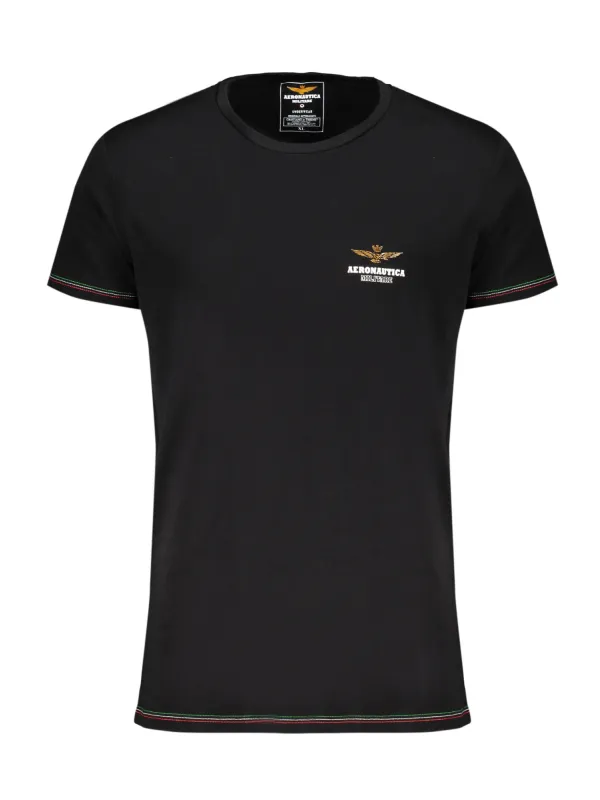 Kontrast T-Shirt mit Logo - Aeronautica Militare Rundhals Kontrast T-Shirt mit Logo - Aeronautica Militare Rundhals