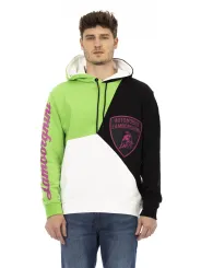Weißes Lamborghini Hoodie mit Farbblockdesign