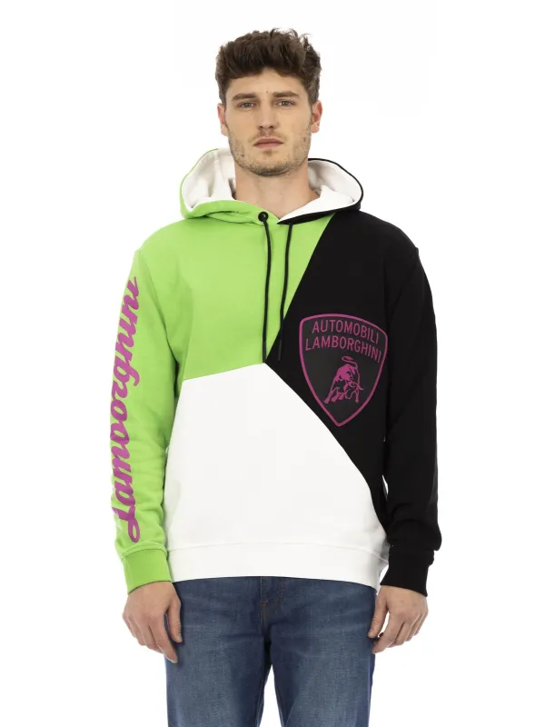 Weißes Lamborghini Hoodie mit Farbblockdesign Weißes Lamborghini Hoodie mit Farbblockdesign