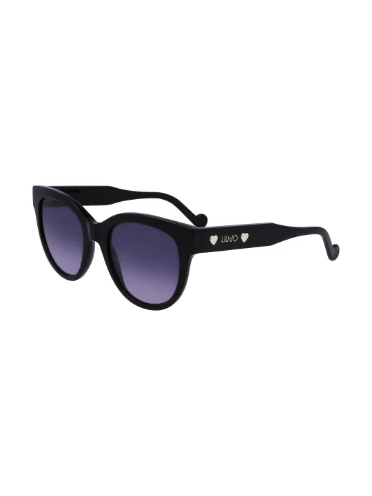 "Liu Jo Sonnenbrillen im Sale | Runde Acetatrahmen Sonnenbrille mit Kontrastdetails und schwarzem Glas online kaufen"|Planet-Deluxe