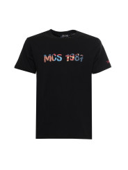 Schwarzes T-Shirt mit farbigem Logo