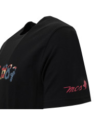 Schwarzes T-Shirt mit Regenbogen-Grafik