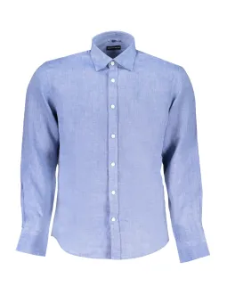 Elegantes Langarmhemd mit Italienkragen und Stickerei-Logo