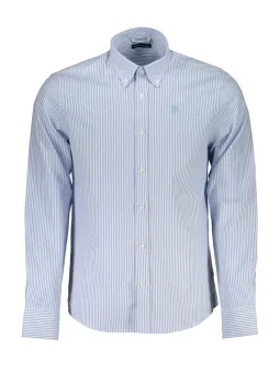 "Gestreiftes Regular Fit Bio-Baumwollhemd mit Logo"