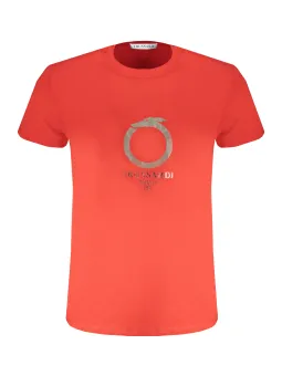 "Trussardi Rotes Kurzarm T-Shirt mit Logo – Rundhals"