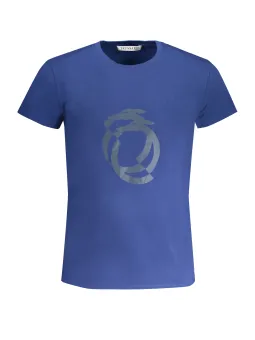 "Trussardi Blaues Rundhals T-Shirt mit Logo – Kurzarm"