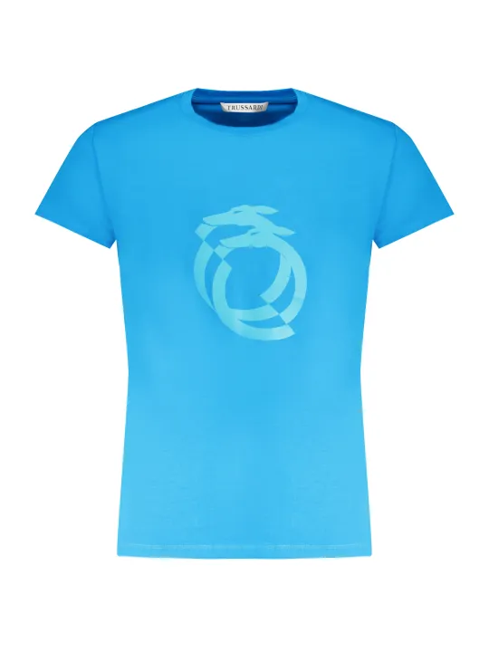 "Trussardi T-Shirts im Sale | Kurzarm TShirt Rundhals Logo Trussardi TRU1MTS01 AZTEAL online kaufen"|Planet-Deluxe