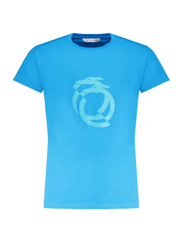 "Trussardi T-Shirts im Sale | Kurzarm TShirt Rundhals Logo Trussardi TRU1MTS01 AZTEAL online kaufen"|Planet-Deluxe