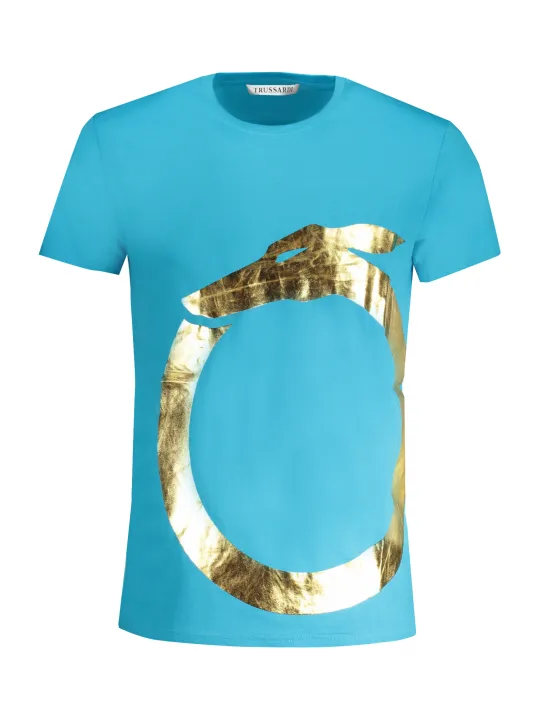 "Trussardi T-Shirts im Sale | Kurzarm TShirt Rundhals Logo Trussardi TRU2MTS01 AZ12TEAL online kaufen"|Planet-Deluxe