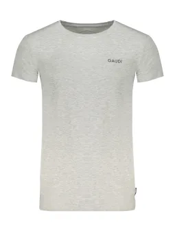 "Gaudì T-Shirt Grau: Ton-in-Ton Logo, Kurzarm, Rundhals"