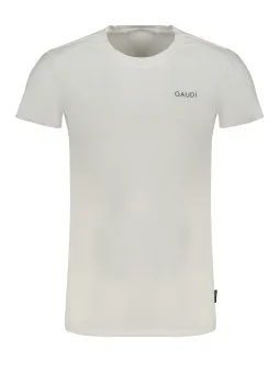 "Gaudi Weißes T-Shirt - Kurzarm, Rundhals, Ton-in-Ton Logo"