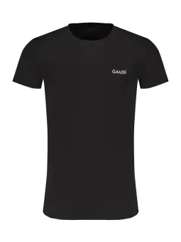 "Gaudi Schwarz T-Shirt: Ton in Ton, Kurzarm, Rundhals"