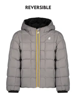 "Wendbare Jungenjacke Schwarz/Grau mit Kapuze – K-Way"