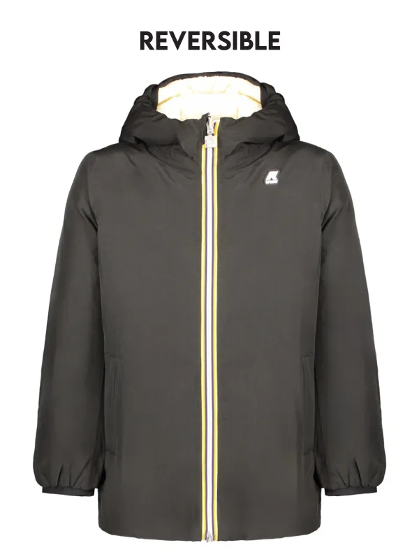"K-WAY Jacken im Sale | K-WAY K8128DWPSOPHIE Neal Lange Wendbare Jacke Schwarz/Creme mit Kapuze und Taschen für Mädchen online kaufen"|Planet-Deluxe