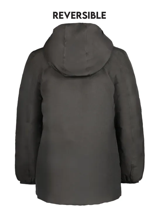 "K-WAY Jacken im Sale | K-WAY K8128DWPSOPHIE Neal Lange Wendbare Jacke Schwarz/Creme mit Kapuze und Taschen für Mädchen online kaufen"|Planet-Deluxe