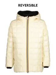 "K-WAY Jacken im Sale | K-WAY K8128DWPSOPHIE Neal Lange Wendbare Jacke Schwarz/Creme mit Kapuze und Taschen für Mädchen online kaufen"|Planet-Deluxe