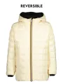 "K-WAY Jacken im Sale | K-WAY K8128DWPSOPHIE Neal Lange Wendbare Jacke Schwarz/Creme mit Kapuze und Taschen für Mädchen online kaufen"|Planet-Deluxe