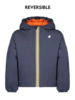 "Wendbare K-WAY Jacke mit Kapuze Blau/Rot - Kontrastdetails"