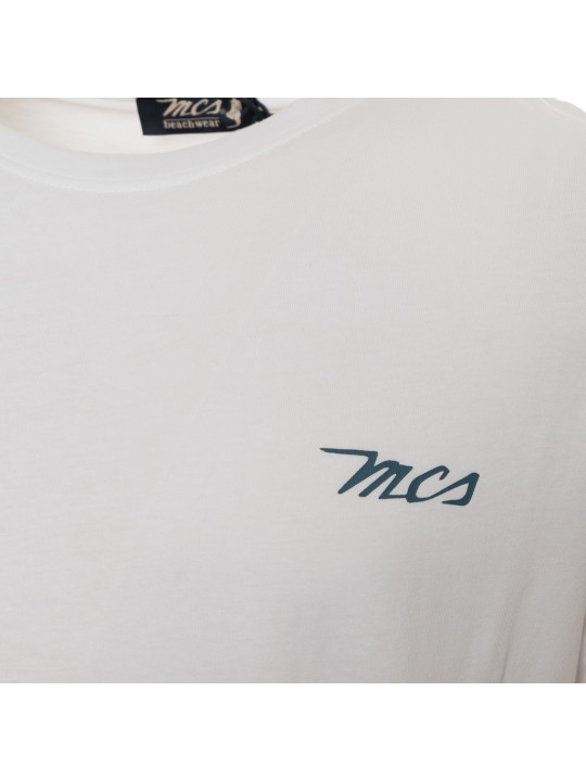 Weißes Baumwoll-Langarmshirt mit MCS-Logo