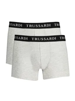 "Trussardi Boxershorts 2er-Pack - Grau mit Logo-Bund"