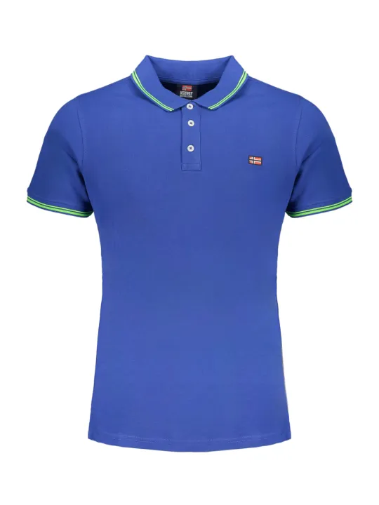 Kontrast Polohemd 1963 Blau – Stilvolles Logo & Applikation