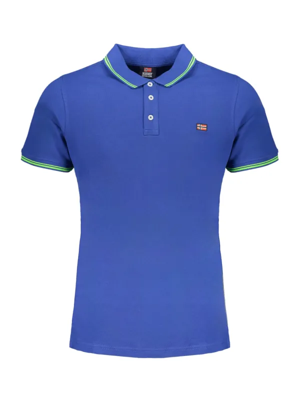 Kontrast Polohemd 1963 Blau – Stilvolles Logo & Applikation Kontrast Polohemd 1963 Blau – Stilvolles Logo & Applikation