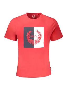 "Rotes Gian Marco Venturi Kurzarm T-Shirt – Rundhals, Logo"