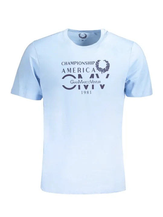 "GIAN MARCO VENTURI T-Shirts im Sale | Kurzarm TShirt Rundhals Logo Aufdruck Italo Azurblau online kaufen"|Planet-Deluxe