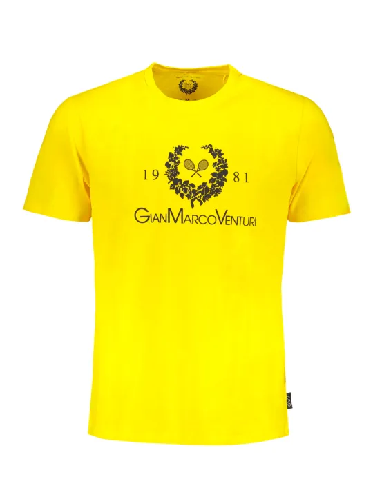 "GIAN MARCO VENTURI T-Shirts im Sale | Kurzes TShirt mit Rundhals und Logoaufdruck in Gelb online kaufen"|Planet-Deluxe