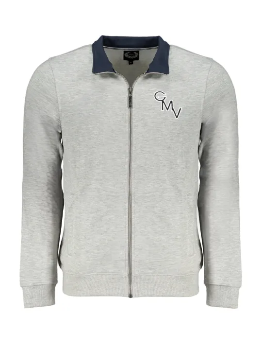 "GIAN MARCO VENTURI Sweatshirts im Sale | Zipper Sweatshirt Grau Mit Taschen Und Logo online kaufen"|Planet-Deluxe