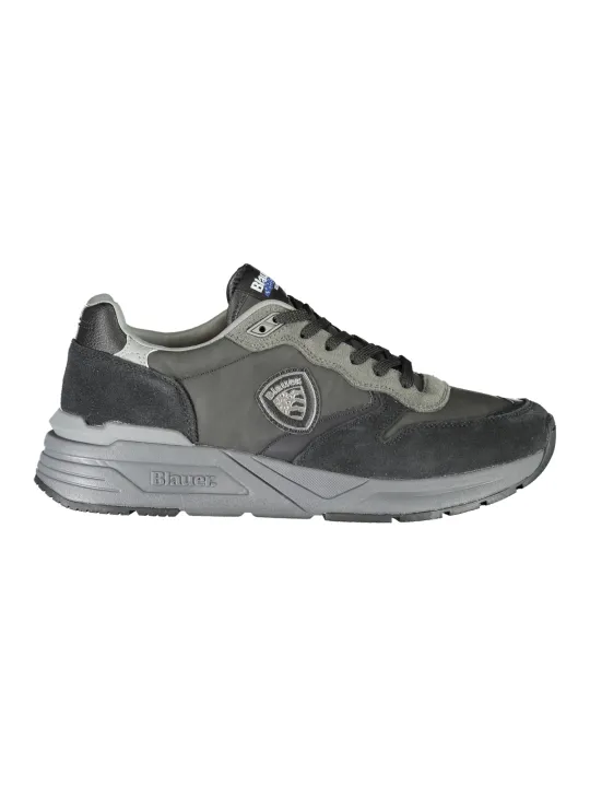 "Blauer Sneakers im Sale | Blauer Kontrast-Sneaker mit Logo und Schnuersenkel online kaufen"|Planet-Deluxe