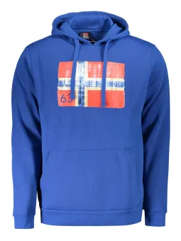 NORWAY 1963: Blauer Kapuzenpullover mit Logo & Tasche